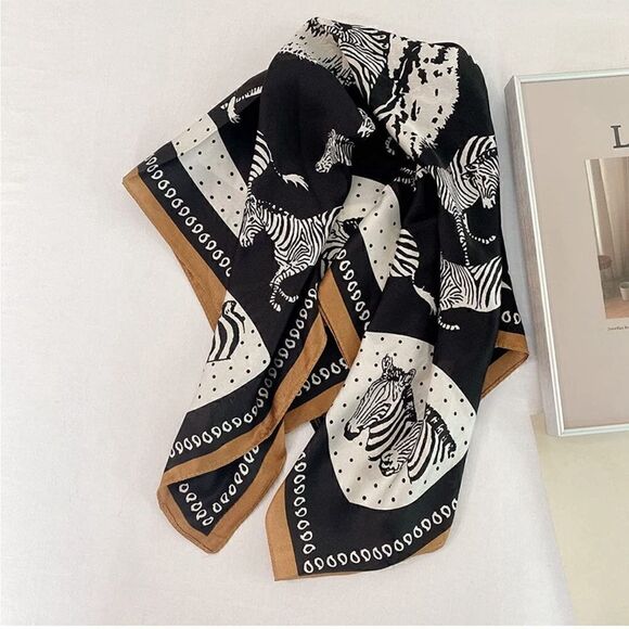 Zebra Print Silky Scarf 